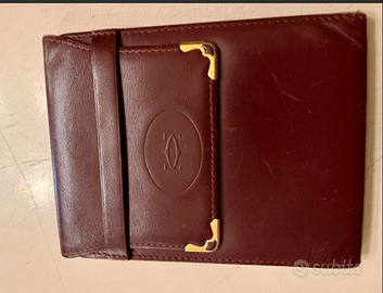 CARTIERleMUSTiconicoPORTAFOGLIOpelleBORDEAUXvintag