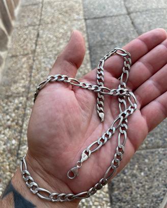 Collana argento 925 cm58 a maglia larga o catena