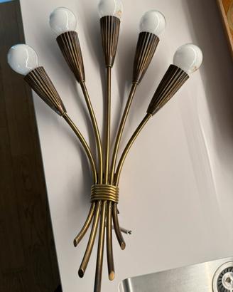 Applique italiana anni  60 in ottone a 5 luci