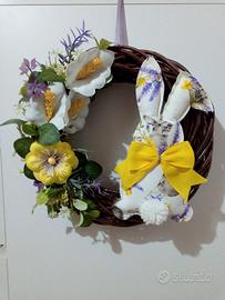 Ghirlanda fuoriporta primavera coniglio viticcio 