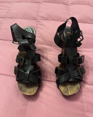 Zoccoli legno e pelle 38