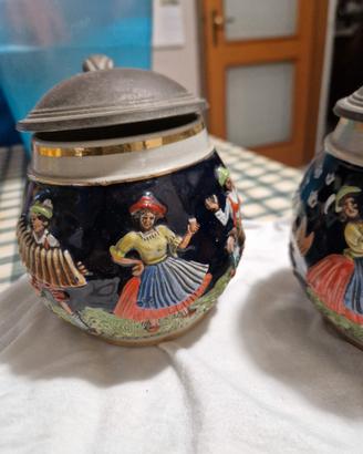 coppia di giarre da birra vintage