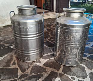 2 Fusti in Acciaio Inox 50L per Olio o Vino