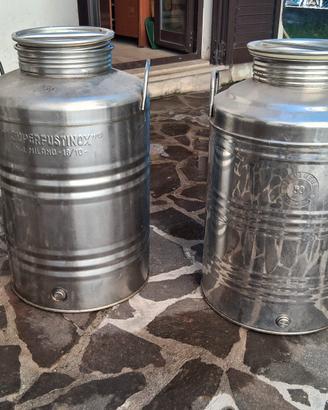 2 Fusti in Acciaio Inox 50L per Olio o Vino