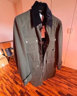 Paolo Pecora cappotto verde militare rrp 720,00