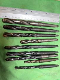 Lotto 9 punte HSS codolo conico cono morse 1 (MT1)