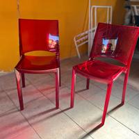 Set 6 Sedie Grandsoleil Rosse Trasparenti