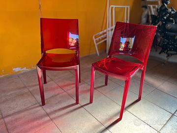 Set 6 Sedie Grandsoleil Rosse Trasparenti