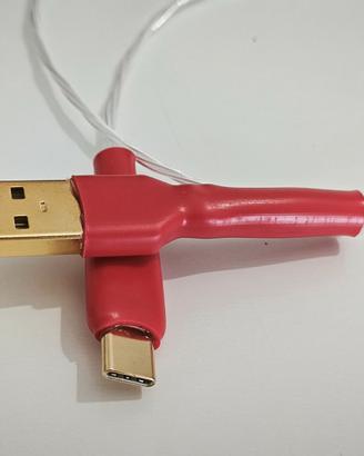 Cavo USB A, type C in purissimo Argento
