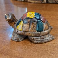 Tartaruga Marina Vintage In Legno Intagliato 10 cm