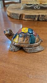 Tartaruga Marina Vintage In Legno Intagliato 10 cm
