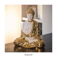 SEQUENZE - Statua Buddha Bianca e Oro h. 35 cm