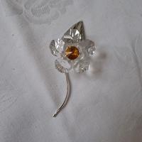 Soprammobile fiore vetro sfaccettato e metallo