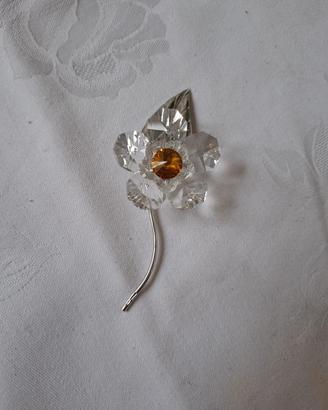 Soprammobile fiore vetro sfaccettato e metallo