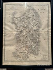 Antica Carta Geografica della Sardegna-1860-CERTIF