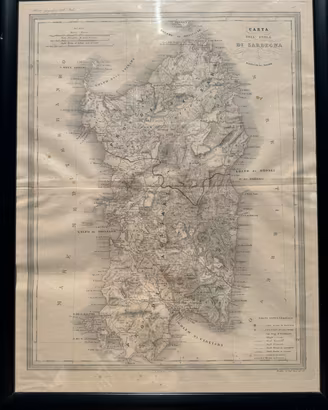 Antica Carta Geografica della Sardegna-1860-CERTIF
