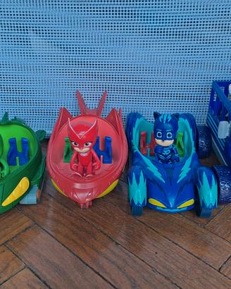 Pjmask con macchina Gattoboy Gufetta Geko Lunetta 