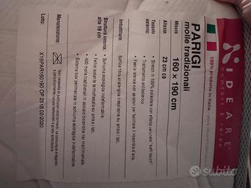 Materasso Matrimoniale Ideare Parigi 160 x 190