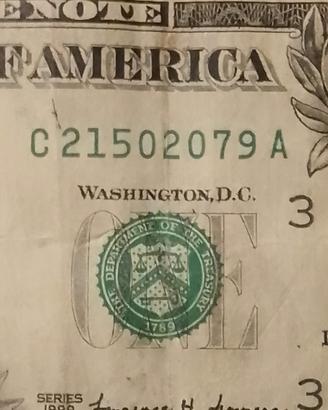 banconota da 1 dollaro 1999
