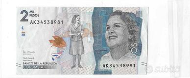 Banconota Colombia 2 Mil Pesos 2018