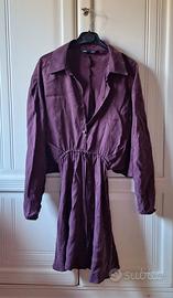 Mini Abito Camicia Viola Scuro/Prugna - Zara