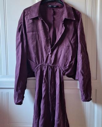 Mini Abito Camicia Viola Scuro/Prugna - Zara