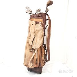 Borsa da golf vintage con 10 mazze Bobby locke