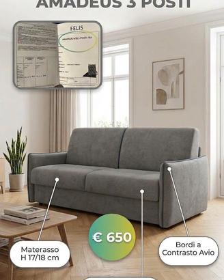 Divano Letto 3 Posti FELIS Mod. Amadeus