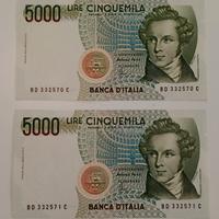 #20. Banconote 5000 lire CONSECUTIVE.
