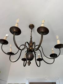 Lampadario vintage 8 luci in metallo-dia 78cm