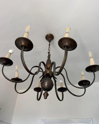Lampadario vintage 8 luci in metallo-dia 78cm