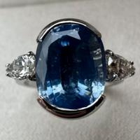 ANELLO ORO 18kt. DIAMANTI GOCCE E ZAFFIRO ct. 8,35