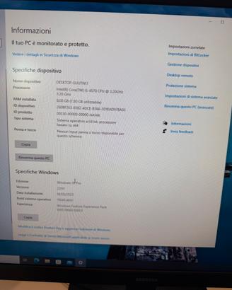 Desktop lenovo i5 con monitor samsung 21 pollici