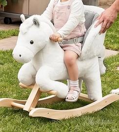 Cavallo a dondolo in legno per bambini - Woltu