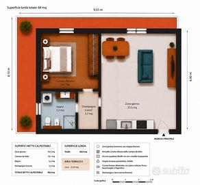 Elegante bilocale completamente arredato + Box