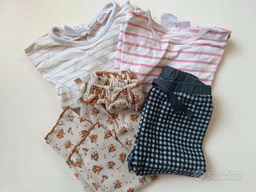set zara 4 pezzi. maglietta e pantalone. 9/12 mesi