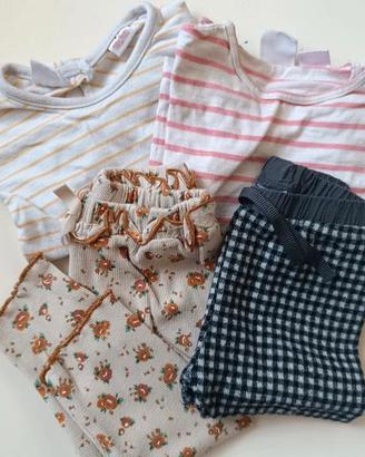 set zara 4 pezzi. maglietta e pantalone. 9/12 mesi