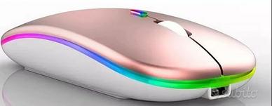 Mouse Rosa/Gold wireless Bluetooth RGB ricaricabil