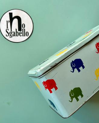 Scatola in latta ELAH con elefanti