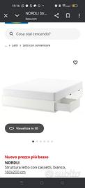 Struttura letto matrimoniale con cassetti