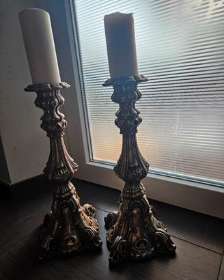 Coppia candelabri resina