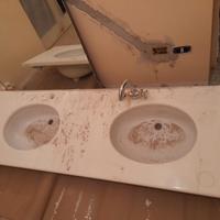 Lavabo doppio per bagno in marmo bianco di Carrara