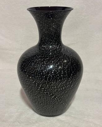 Vaso in vetro di Murano nero con argento