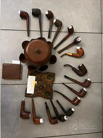 Lotto 16 pipe vintage in radica + accessori