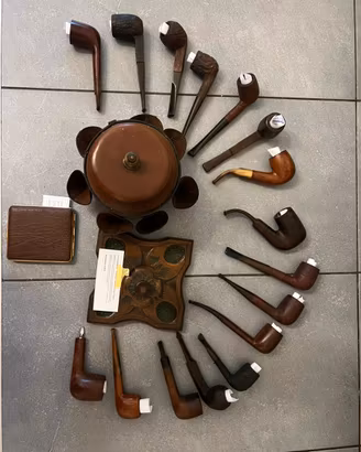 Lotto 16 pipe vintage in radica + accessori