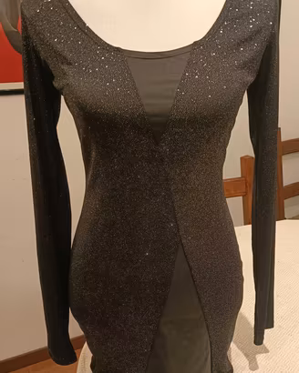 Fornarina - Abito Corto Nero Glitter - Medium