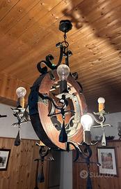 Lampadario rustico legno