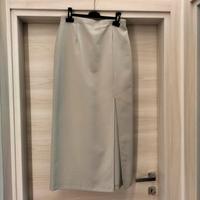 Gonna lunga grigio perla con spacco