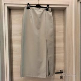 Gonna lunga grigio perla con spacco