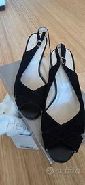 Scarpe decolté nere 39 donna cuoio camoscio nuove